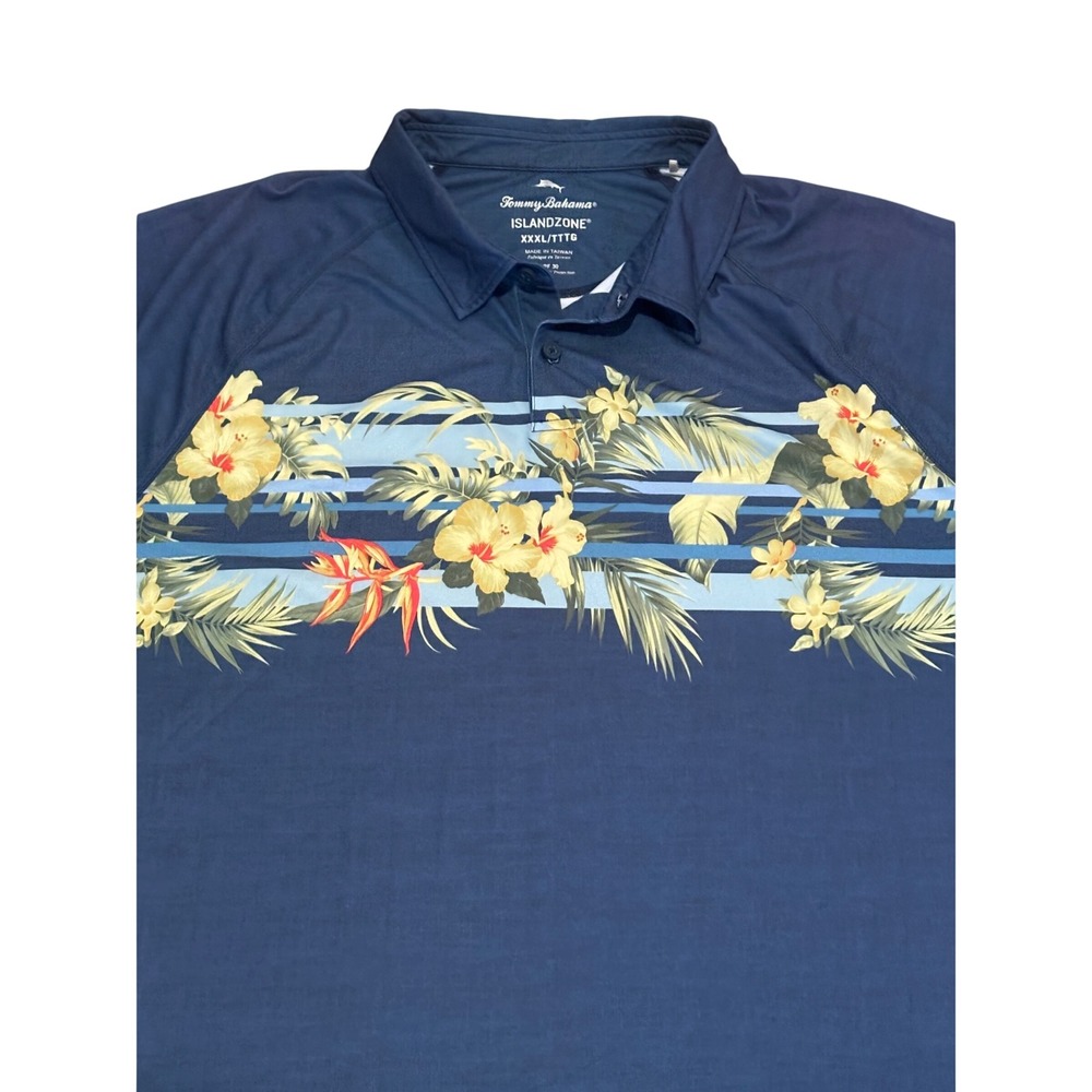 Tommy Bahama Tropical On Track IslandZone® Polo Ocean Deep XXXL Floral